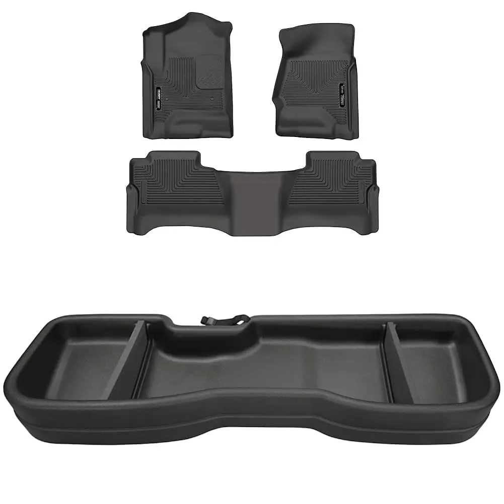 

Custom Fit Floor Mats For Chevrolet Silverado GMC Sierra 2014-2019 Crew Cab Front And Second Row Black 3 Pc