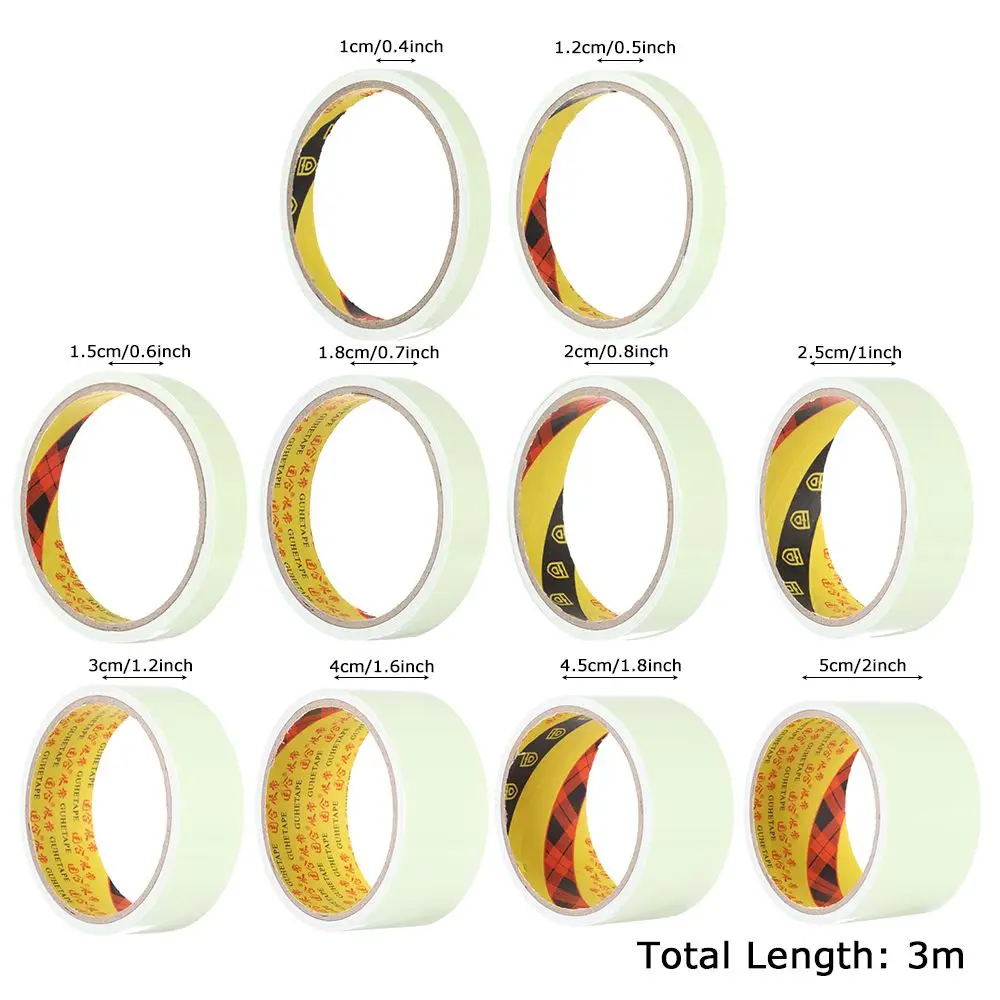 New Stick Fluorescent Tape Various Sizes Glow In The Dark Self Adhesive Green Luminous Tape Warning Stickers