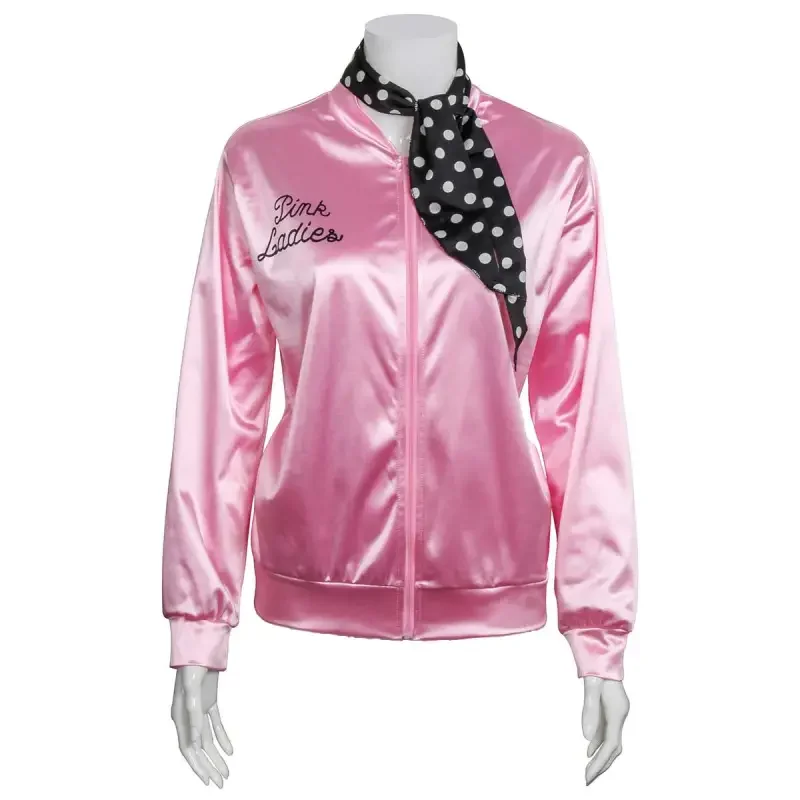 Pink Ladies Jacket Grease 2 Sandy Cosplay Costume With Scarf Adults 1950s Hen Party Ladies Themed Nights Ready to Ship Takerlama