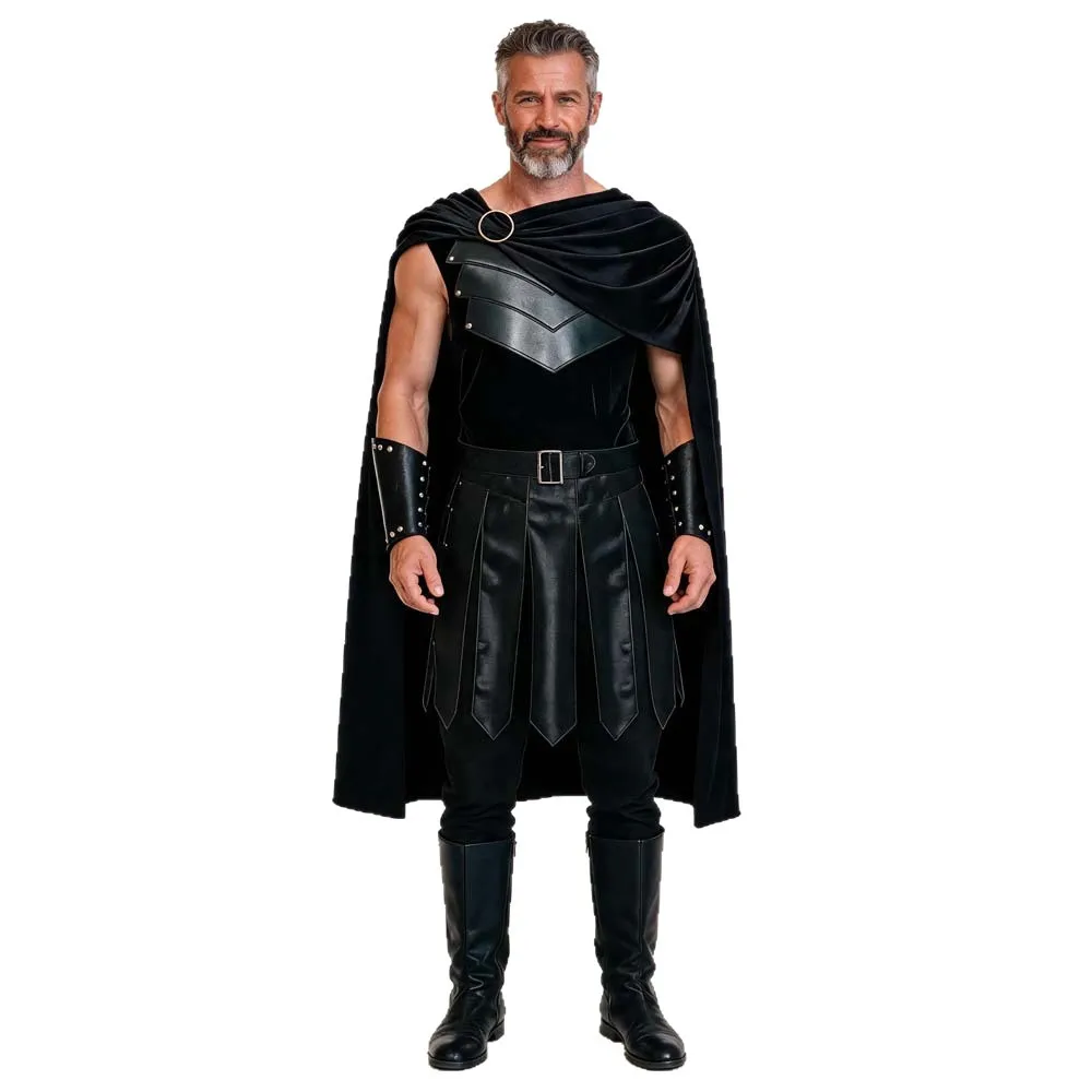 Disfraz de gladiador romano antiguo para hombre, ideal para cosplay, con capa de caballero medieval y armadura completa para el pecho, perfecto para Halloween y carnavales.