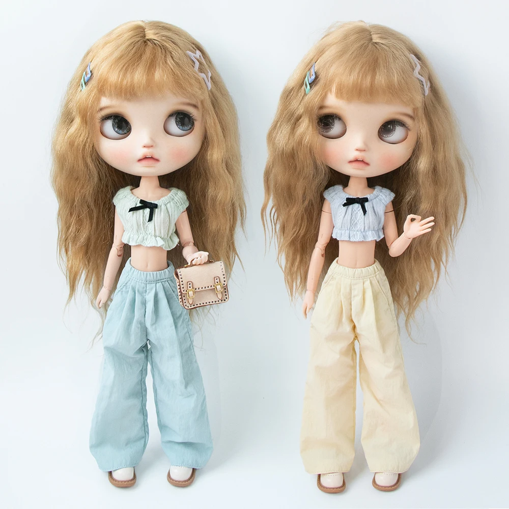 Blyth Kleidung Puppenset Vintage-Set Rollkragenpullover Weißes Hemd Latzhose Kurze Hose für Licca Azones Ob22 Ker YMY Puppenzubehör – Detail 7
