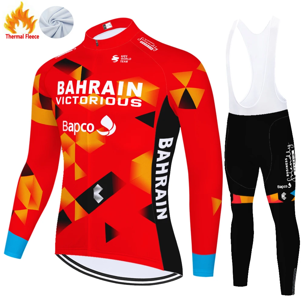 2024 proteam BAHRAIN cycling jersey Winter Fleece ropa ciclismo hombre fietskleding heren terno masculino completo bicicleta