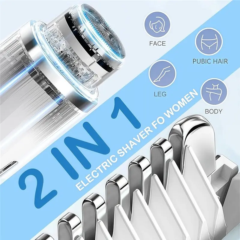 A25U Lady Shavers Rechargeable 2-In-1 Waterproof For Pubic Hair Trimmer For Women IPX7 Waterproof Hair Shaver