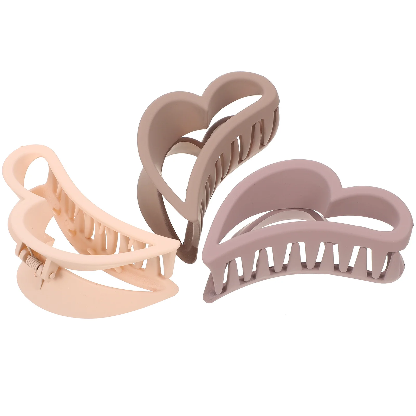 

3Pcs Heart Hair Claw Clips Attractive Color Smooth Surface Hair Clamp Holder for Women Suitable for Cooking Working Shower