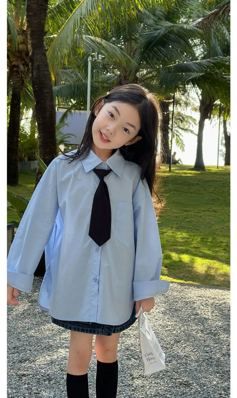 Camisas para niñas, ropa coreana para niños, blusas sólidas delgadas  informales, versátiles, sueltas, con cuello vuelto y botones, nueva moda de  primavera, 2024 - AliExpress, image size:800x1341