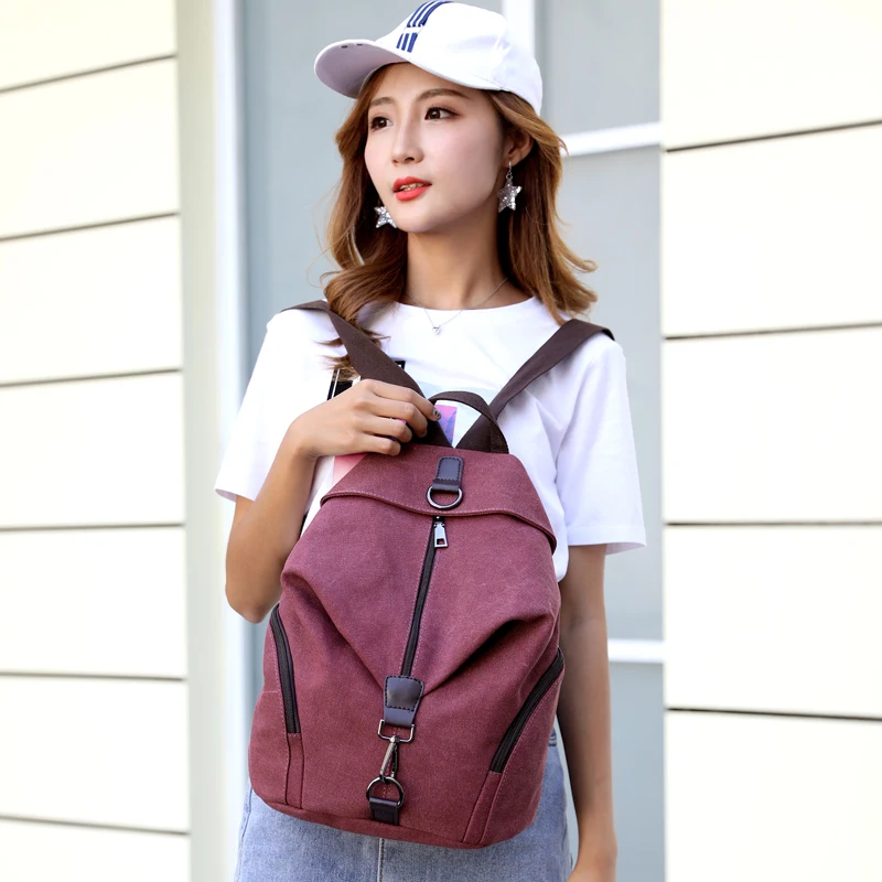 Fashion Canvas Female Backpack Multifuction Casual Backpack For Teenager Girls 2021 New Summer Women Large Capacity Shoulder Bag