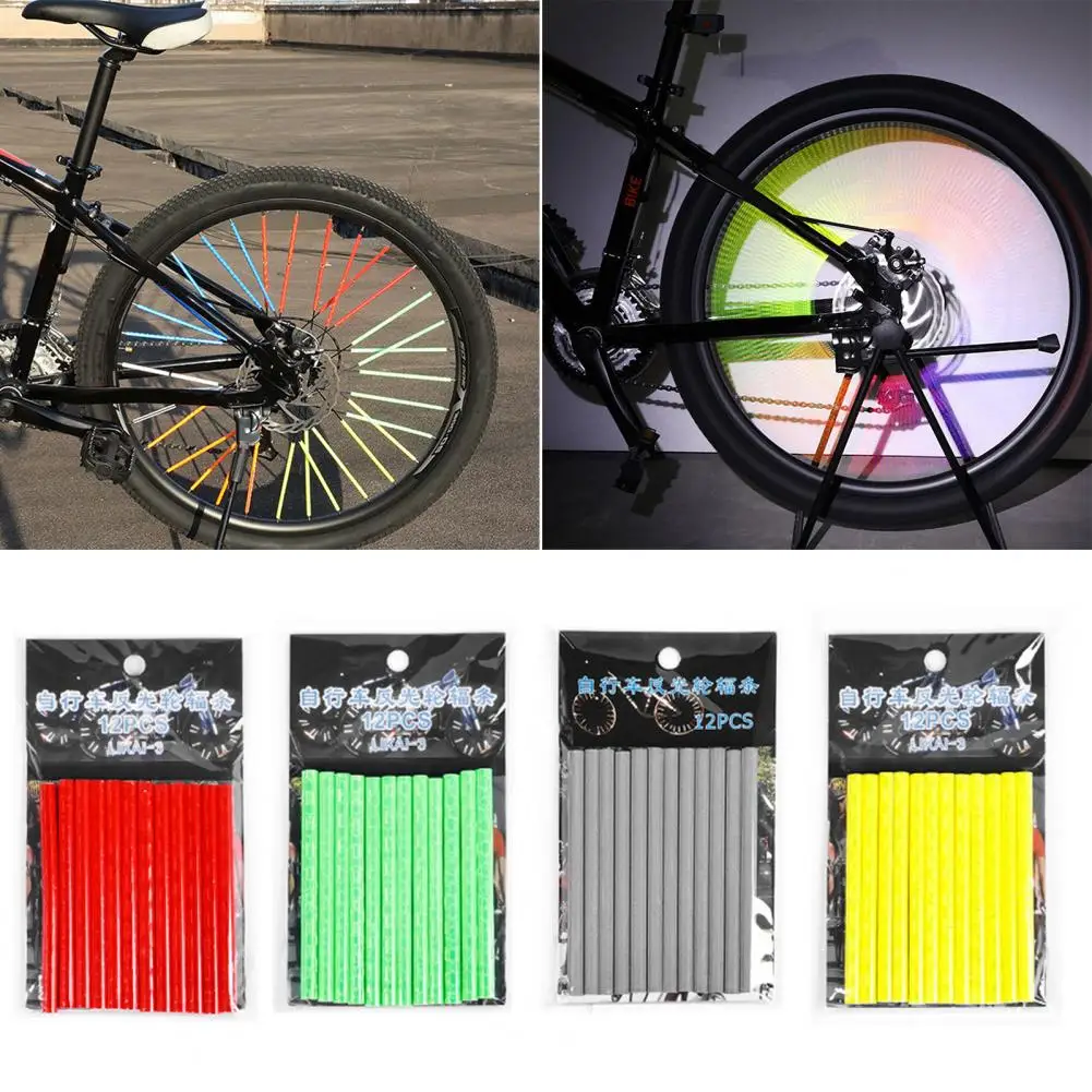 Reflective Spokes Colorful Bicycle Spoke Skins for Night Riding Easy Installation Reflectors for Road Mountain Bikes Universal