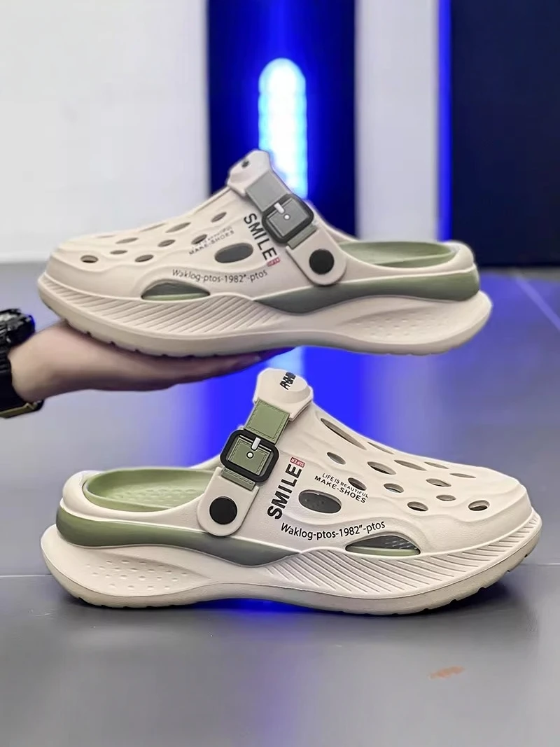 

Men's 2026 New Summer Thick Bottom Anti-Slip Deodorant Wear-Resistant Two-Way Wearable Clog Shoes Slip-On Casual EVA Slippers