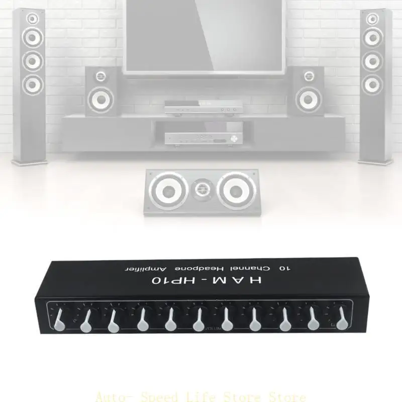 

02DA HP10 10 Port 10CH Headphone Amplifier with 3.5mm Stereo Input/Output Interfaces