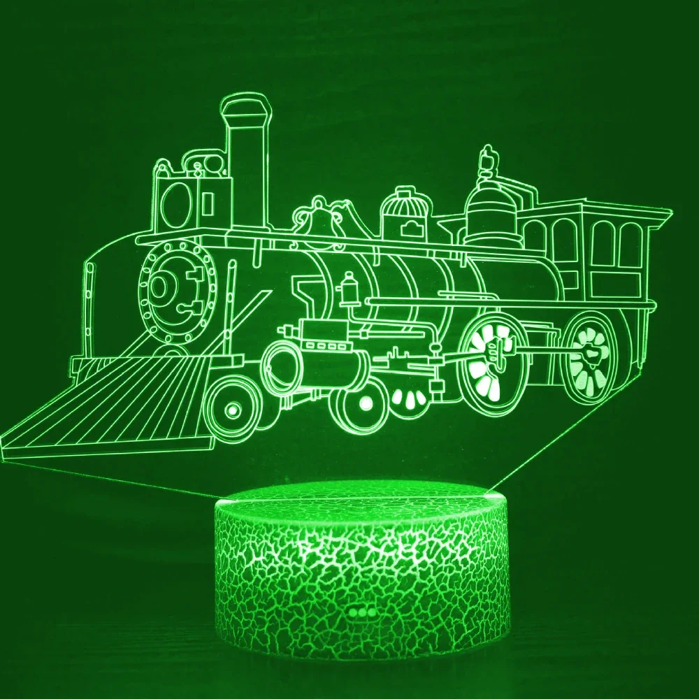 Nighdn Steam Train Night Light for Kids Bedroom 7 Colors Changing 3D Illusion Lamp Creative Birthday Christmas Gifts for Toddler