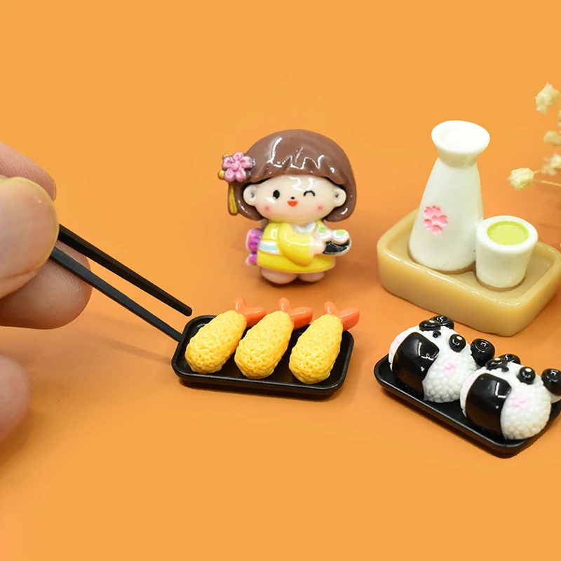 1 zestaw 1:6 1:12 domek dla lalek miniaturowy płytki talerz miska pałeczki taca Model zastawa stołowa do kuchni dekoracja dzieci udają zabawkę