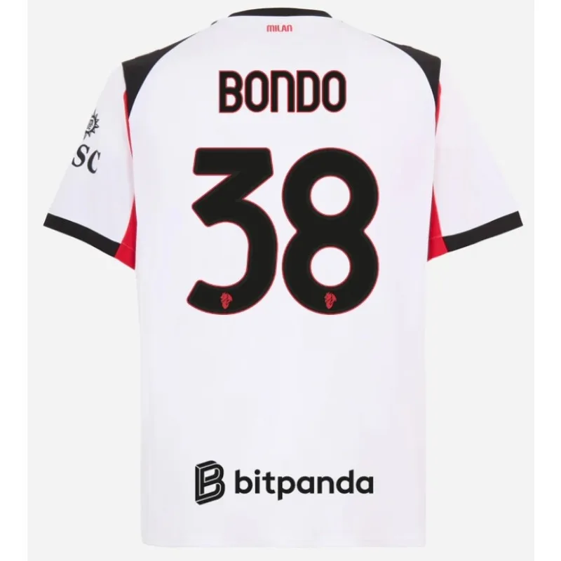 25_26 AC Milan Away No.38 Jersey Fan Edition männliche und weibliche Jugend Sport tägliches Training Casual T-Shirt Top