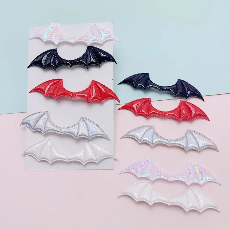 Leather Fabric Halloween Demon Bat Wings Padded Appliques For DIY Halloween Costume Vampire Hair Clip Decoration Accessories