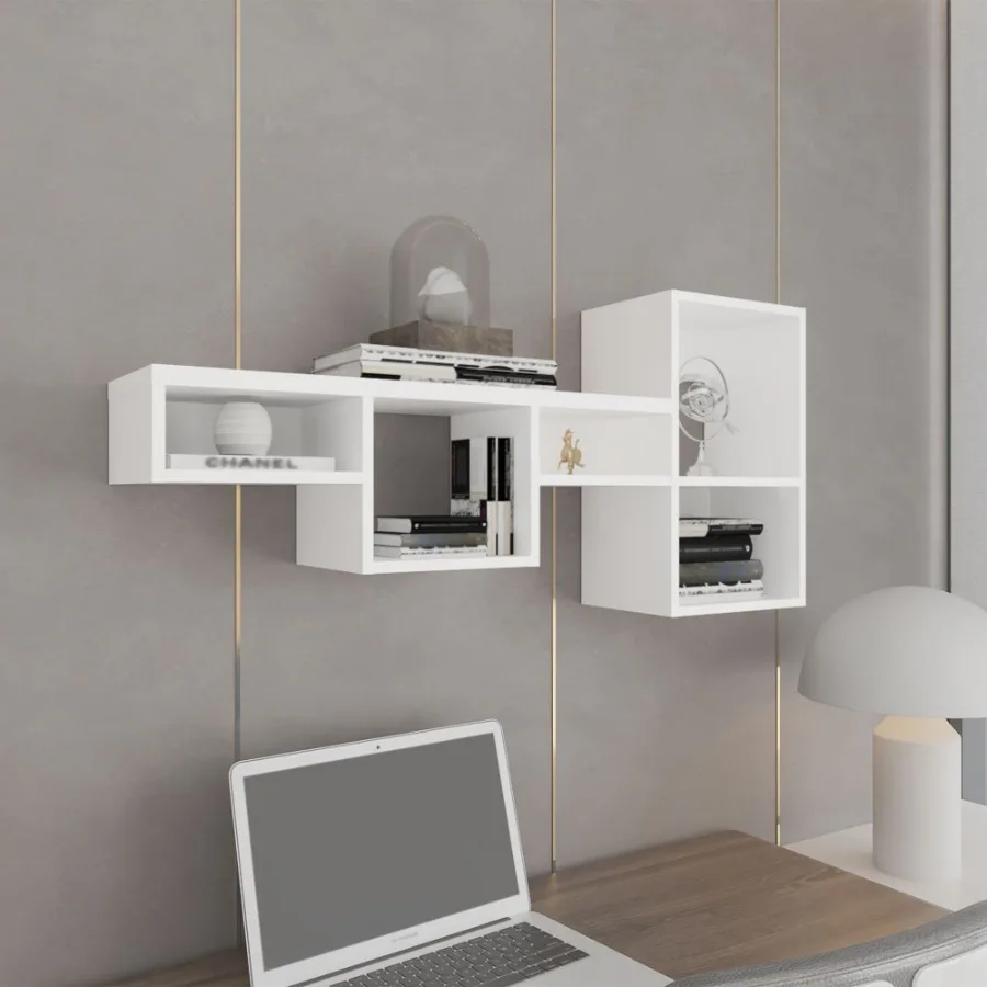 

Wallshe 47 Wide 7Tier Wall Shelf Cube Shelf Modular Shelf for Living Room Home office Bedroom White