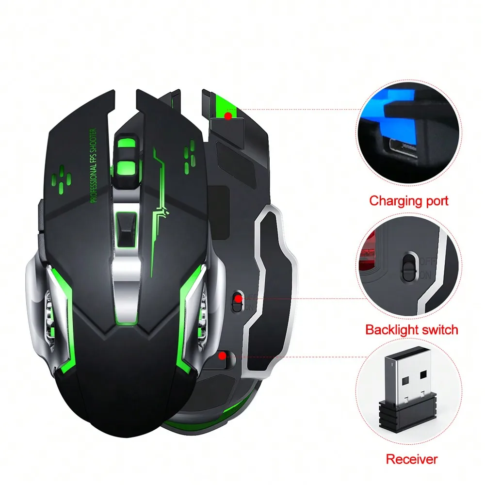 Wireless Charging Gaming Mouse - Rechargeable, Ergonomic, and Silent Design for Office and Home Use