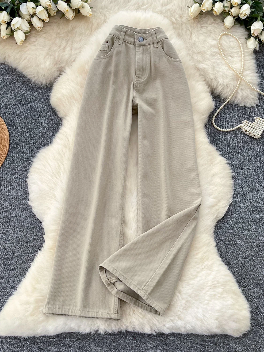 High Waist Wide Leg Jeans Women's Loose Slimming Casual Versatile Long Pants Lazy Style Straight Leg Pants Korean Version