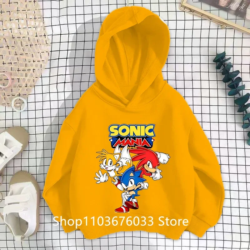 Children's Sonics 2pcs Hoodies+Trousers Clothing Sets Children's Boys Girls summer  Anime Sonics Costume Outfit Sweatshirt Suit