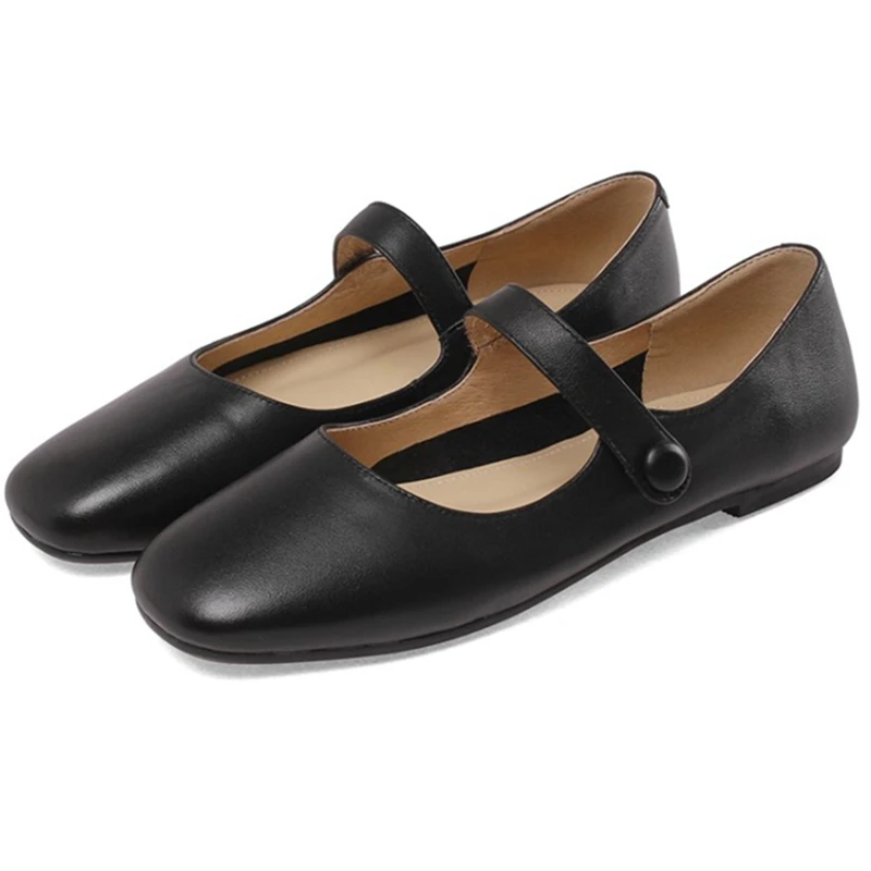 REAVE CAT 2022 Comfort Ladies Flats Janes Buckle Strap Round Toe Heel 1cm US9 Black Beige A4283