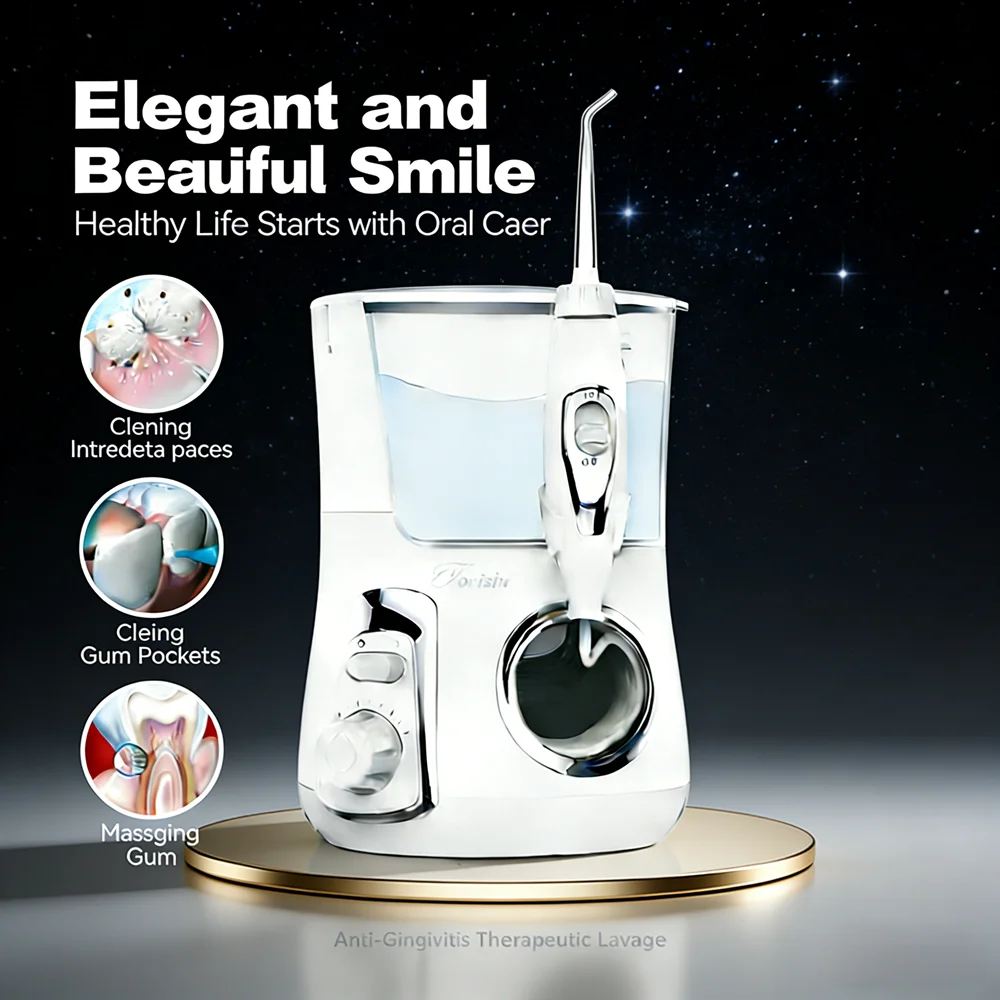 

Электрический ирригатор для полости рта 800 мл, 10 режимов давления, 5 премиальных насадок, глубокая очистка для борьбы с зубным налетом и кариесом