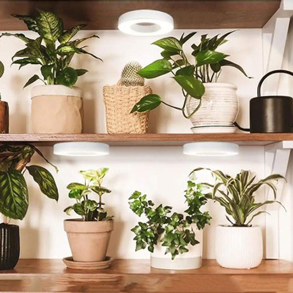 Lámpara de cultivo de plantas de espectro completo, 4 niveles regulables, lámpara de cultivo Halo, altura ajustable debajo del gabinete, lámpara para plantas de interior