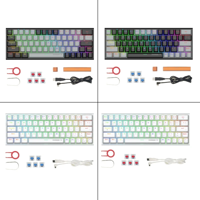 

Z-11 60% Mechanical Keyboard 63 Keys 14 RGB Backlit 2.4G BT5.0 Wireless Optical Switches Hot Swappable Gaming Keyboard