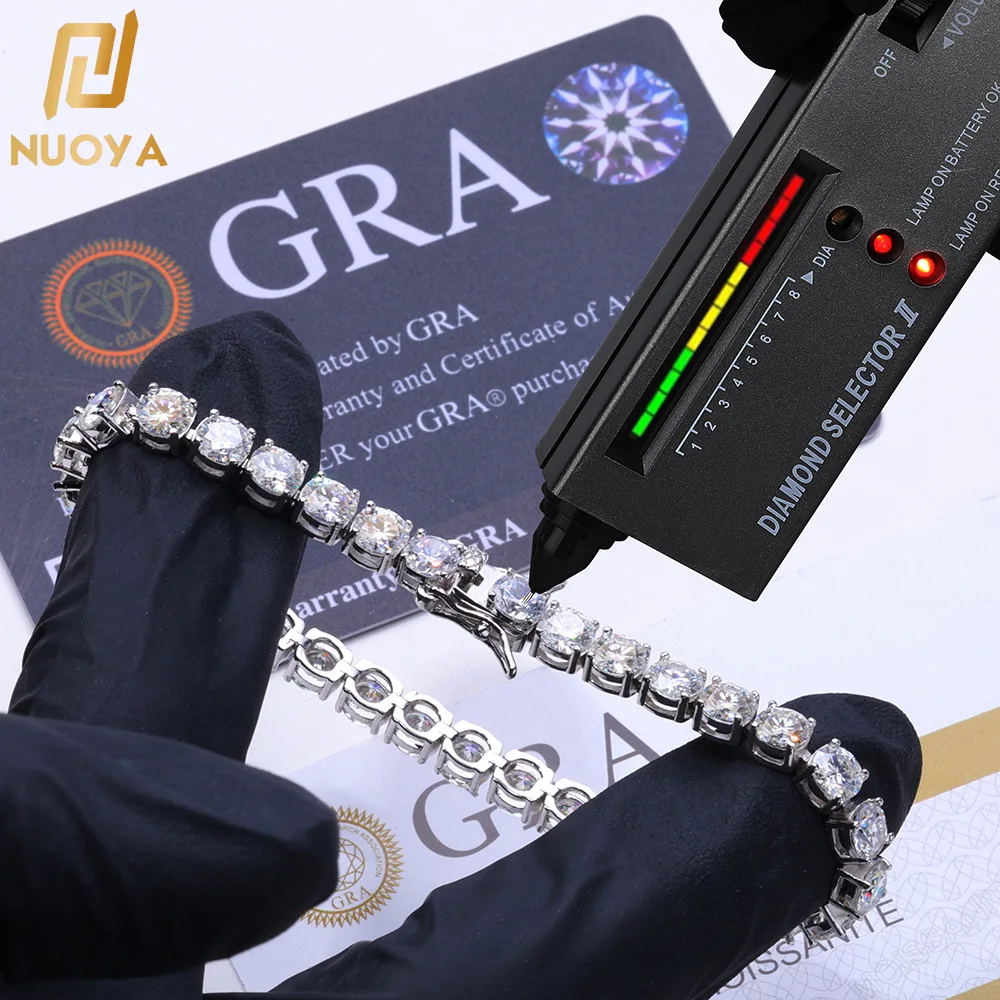 3.0mm 4.0mm 5.0mm DVVS1 Pass Diamond Test Round Cut Moissanite Tennis Bracelet White Gold Plated 925 Silver Jewelry for Women