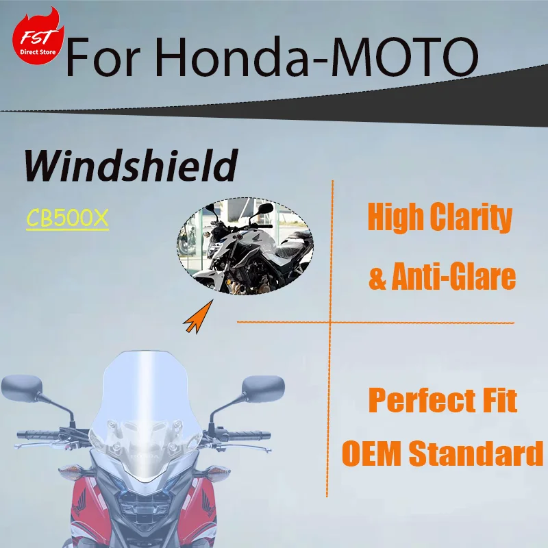 Enhanced Protection WindScreen for Honda CB500X, Heightened Imported Windshield