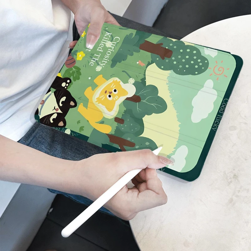 

IPad Pro 11 2022 Detachable Cover Forest Yellow Cat for 10.2 7th 8th 9th Gen IPad Air 5 4 10.9 Cases 2018 9.7 5/6th Tablet Case