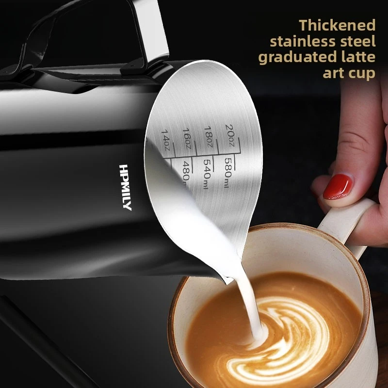 

Yjq coffee latte cup stainless steel hand brewed milk foam latte with scale