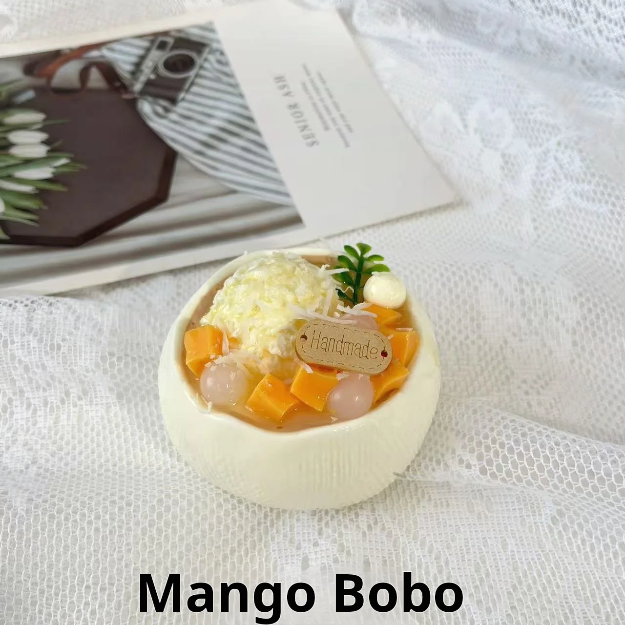 Coconut bowl, cake, food, kneading, stress relieving toy, handmade Taba gummies, cream, soft and sticky, slow rebound gift