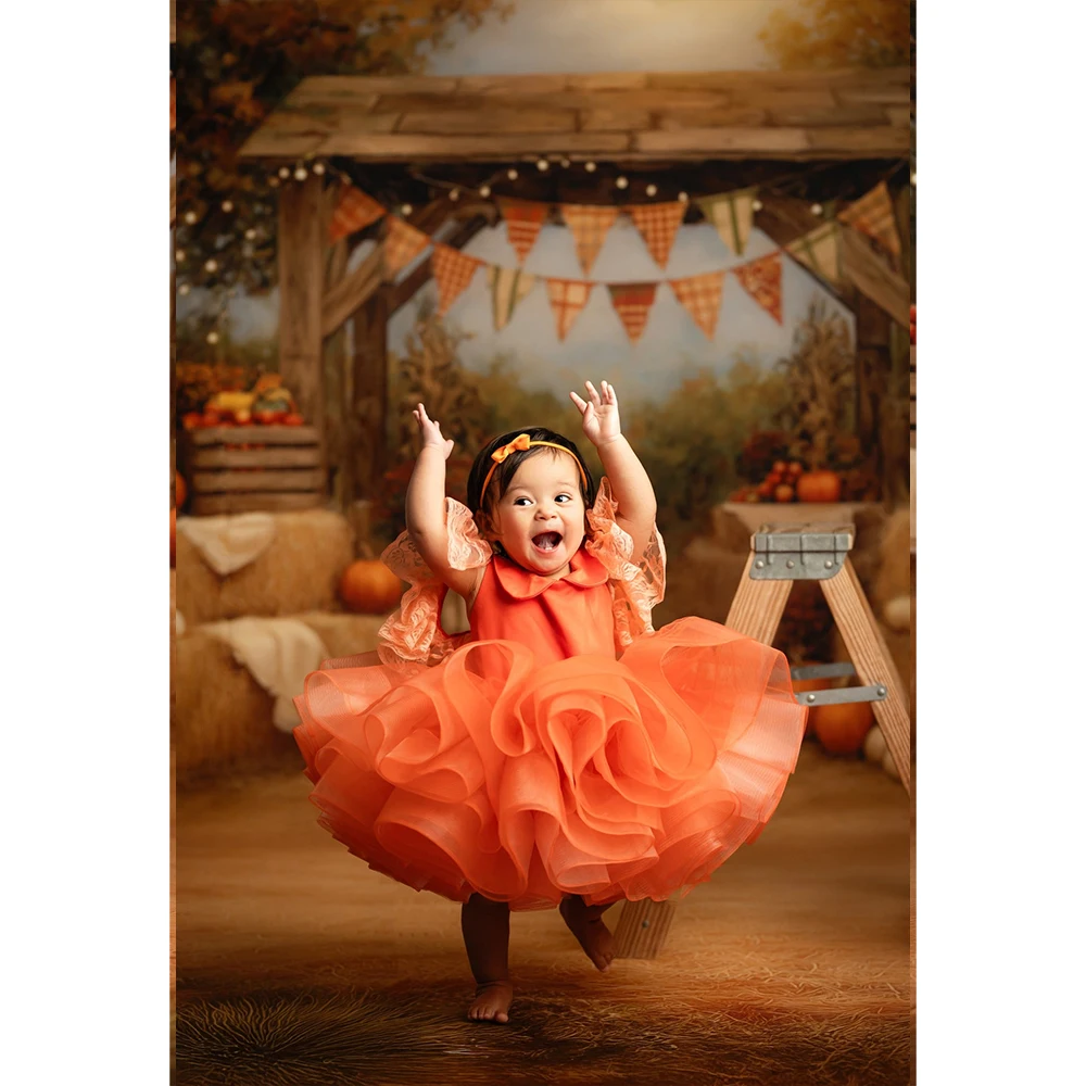 Autumn Farm Pumpkin Hayloft Photography BackdropThanksgiving Kids Cake Smash Birthday Backgrounds Photo Banner Studio Props