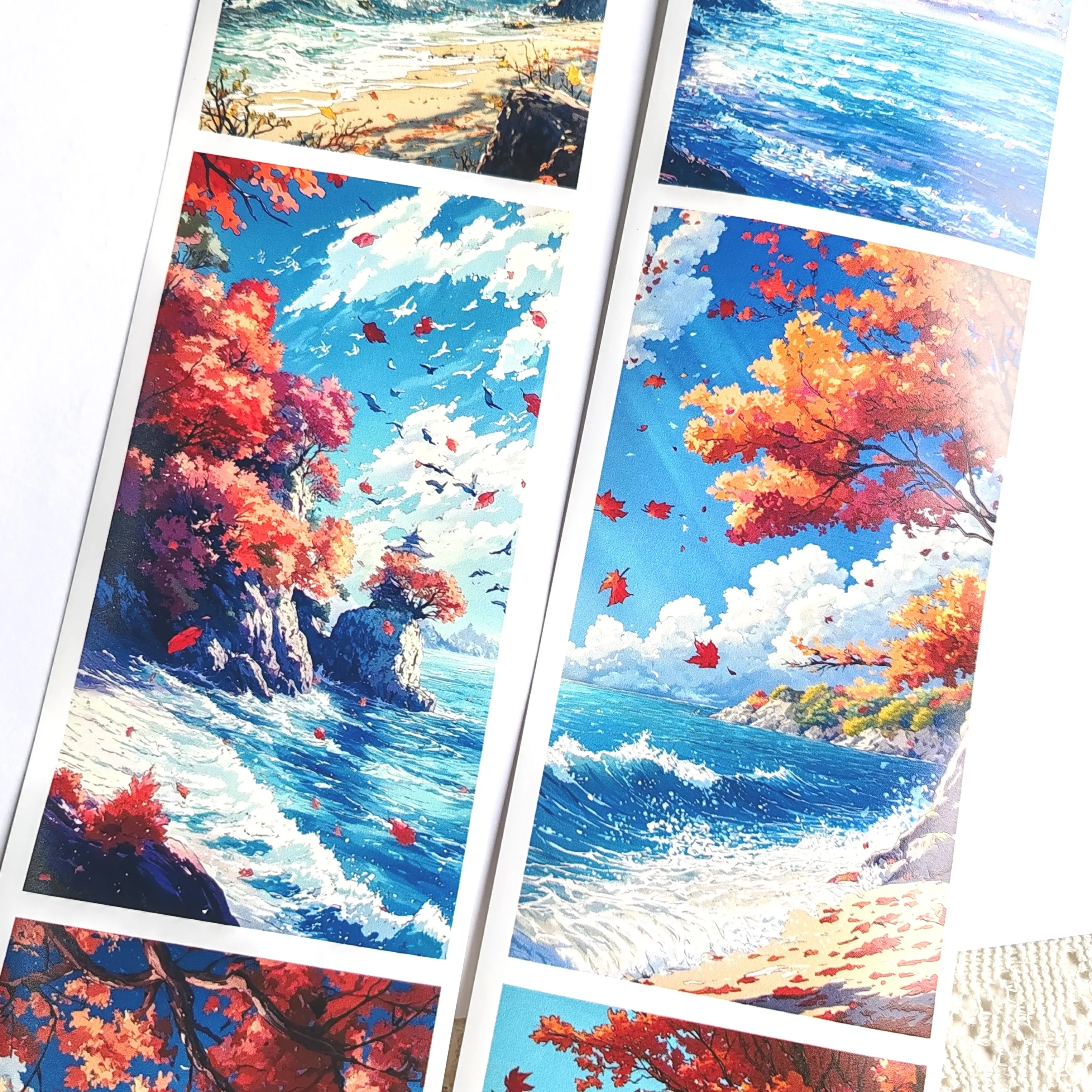 Pet Tape Journal Autumn Sea Autumn Sky Background Washi Landscaping Collage DIY Scrapbooking Autumn Collage