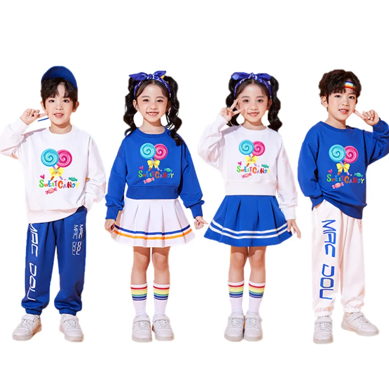 

Korean Streetwear Style Kids y2k Street Clothes Suit Twins Boy and Girl Clothing Set Teenage Child Hip Hop Dance Costumes Outfit