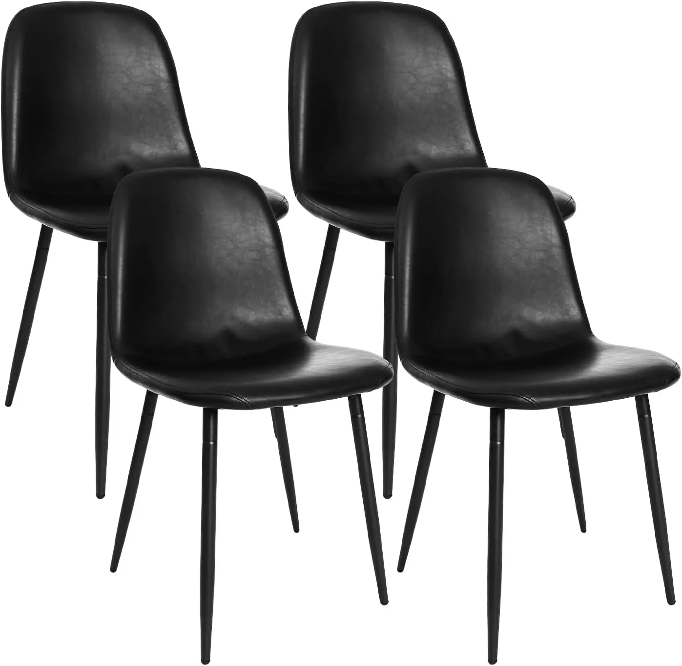 Canglong Black Dining Chairs, Modern Faux Leather Upholstered Kitchen Chairs Armless Accent Chairs With Pu Leather Backrest &