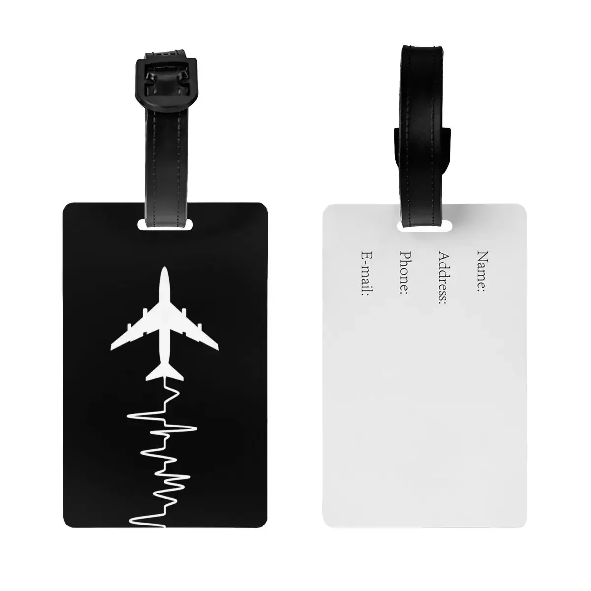 Custom Airplane Pilot Heartbeat Luggage Tags for Suitcases Fashion Aviator Baggage Tags Privacy Cover ID Label