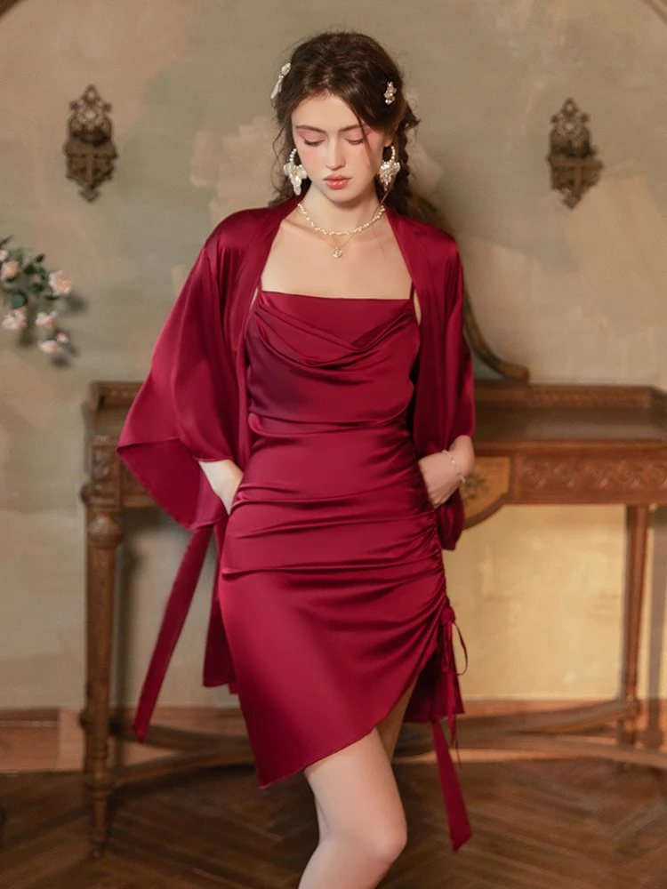 resextui-bridal-nightgown-women's-sexy-pure-desire-strap-sleep-dress-with-chest-pad-home-clothes-set-v-neck-short-sleeve