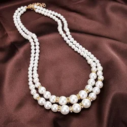 Korean Double Layer Pearl Choker Necklace for Women Silver Gold Color Necklaces & Pendants Jewelry Charm Jewellery Gift Femme