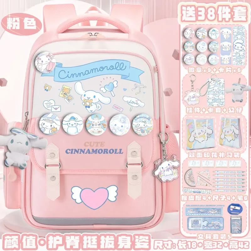 Sanrio tas sekolah siswa Cinnamoroll Babycinnamoroll baru kapasitas besar ransel kartun lucu kasual dan ringan