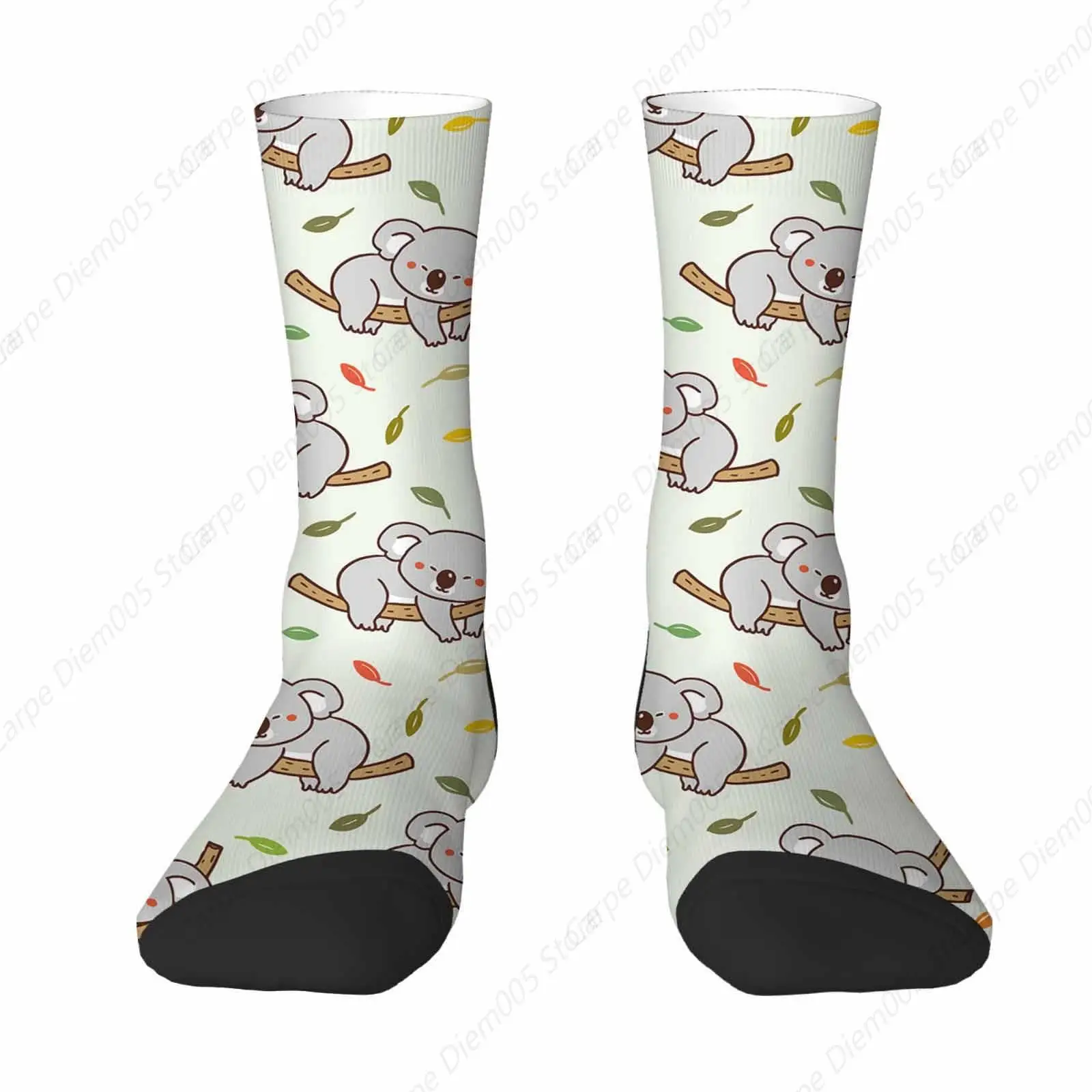 Animal Koala Funny Novelty Crazy Crew Socks Branch Leaf Wildlife Cute Nature Mens Socks for Women Gifts Dress Socks