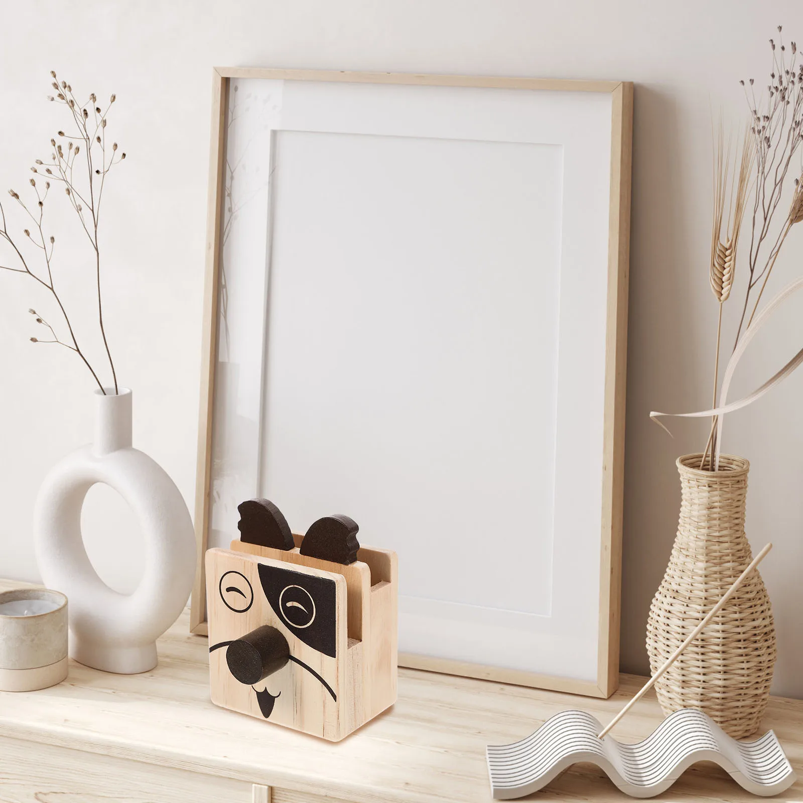 

Wooden Pencil Holder Cartoon Stationery ganizer Eyeglass Mobile Phone Pen Storage Desk Tidy Animal Shape Makeup Brush Pot Kitten