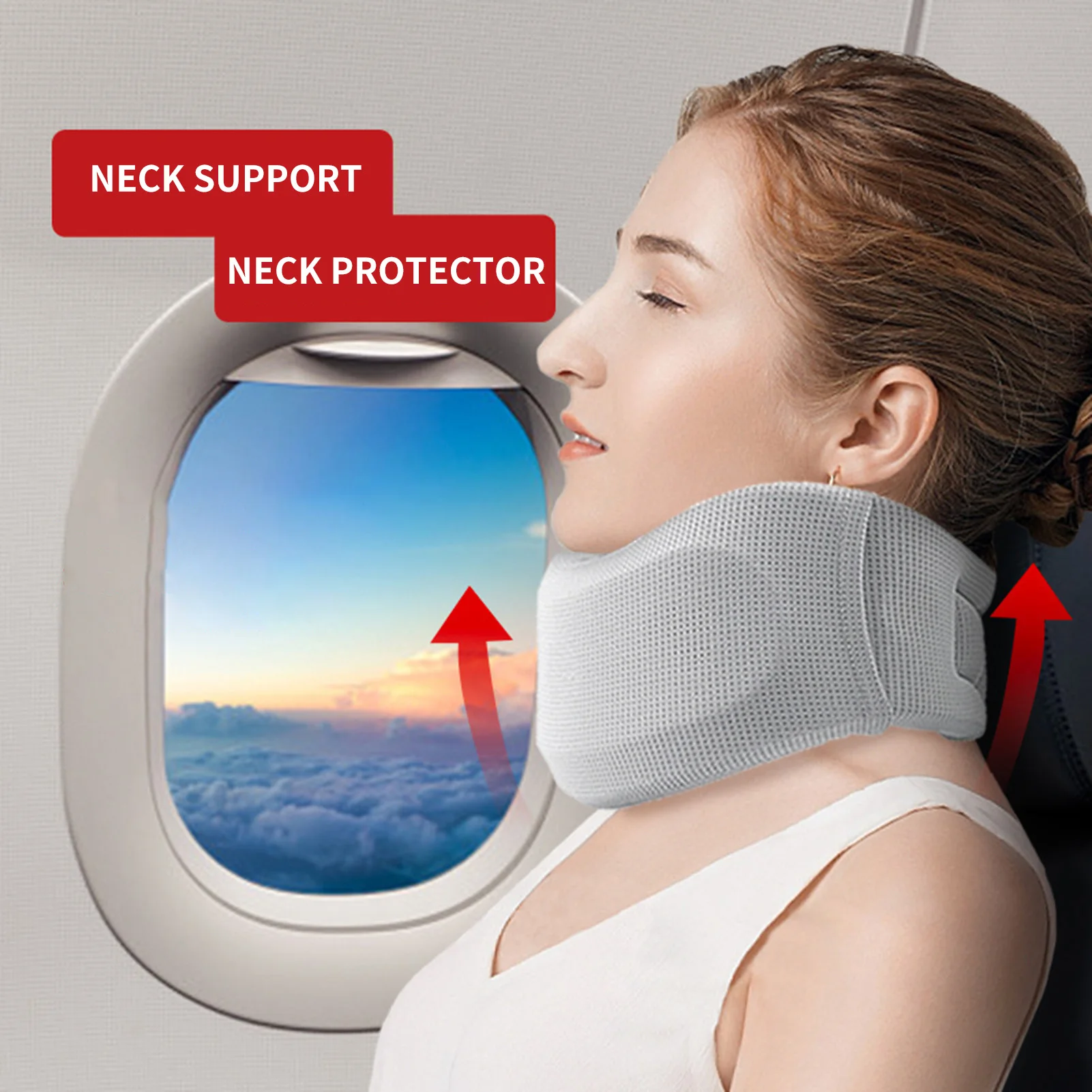 Soft Foam Cervical Neck Collar Adjustable Brace Support with Replacement Cover for Travel Office Sleeping