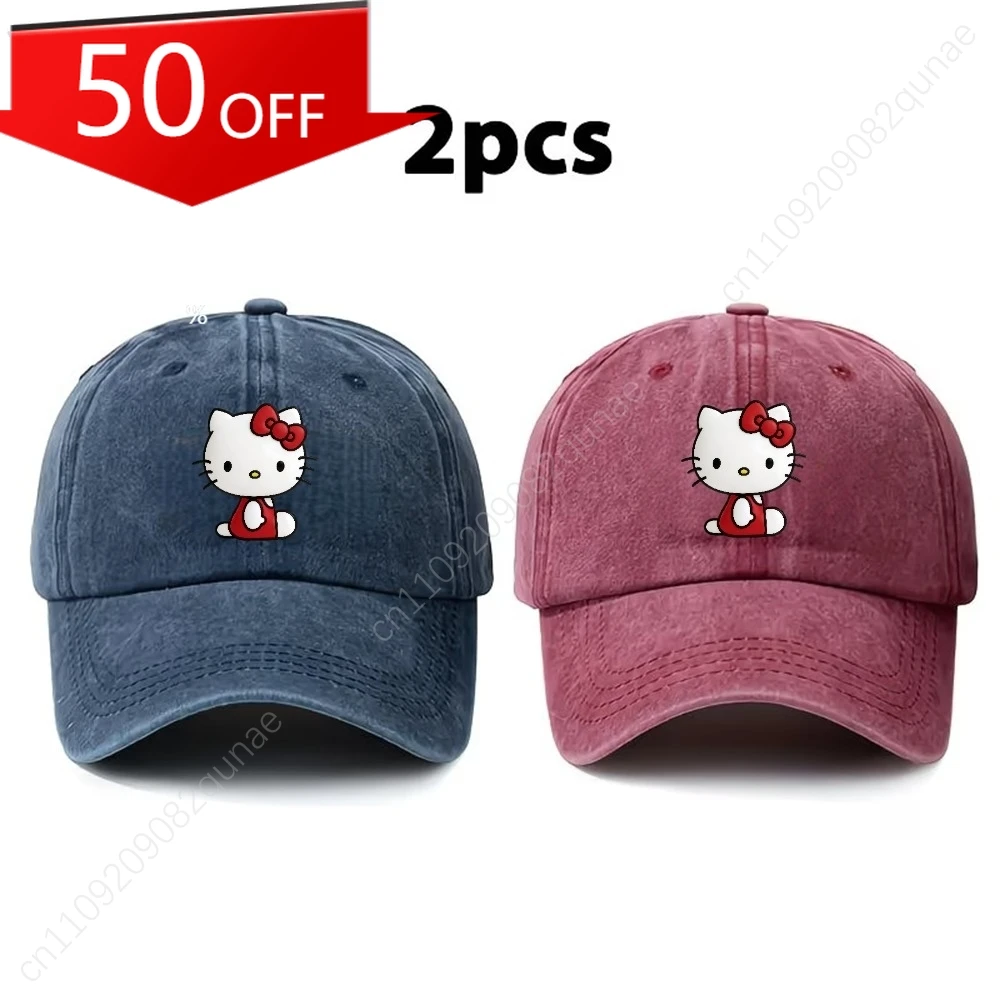 

Набор из 2-х бейсболок серии Hello Kitty для родителей и детей, с принтом Sanrio, в ретро-стиле, мягкие, с эффектом потертости, унисекс, для активного отдыха.