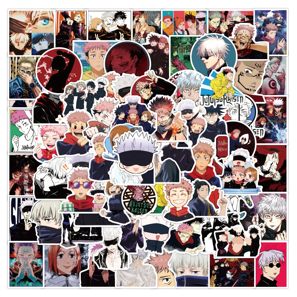 50/100PCS Cool Cartoon Jujutsu Kaisen Stickers Anime Waterproof DIY Fridge Laptop Classic Manga Graffiti Sticker Decal Kids Toys