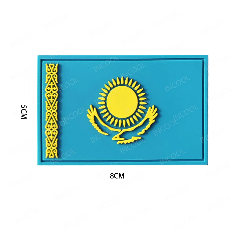 PVC Rubber Kazakhstan Flags Patches Kyrgyzstan Embroidered Patch Kyrgyz IR Reflective Armband Shoulder Chevron Decorative Badges