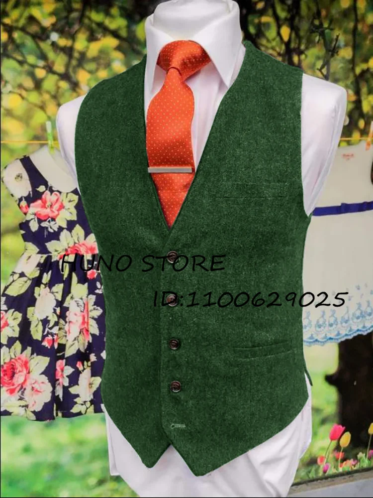 

New Men's Herringbone Vest Single Breasted V-Neck Sleeveless Jacket Wedding Groomsmen Party Suitable For Male Waistcoat