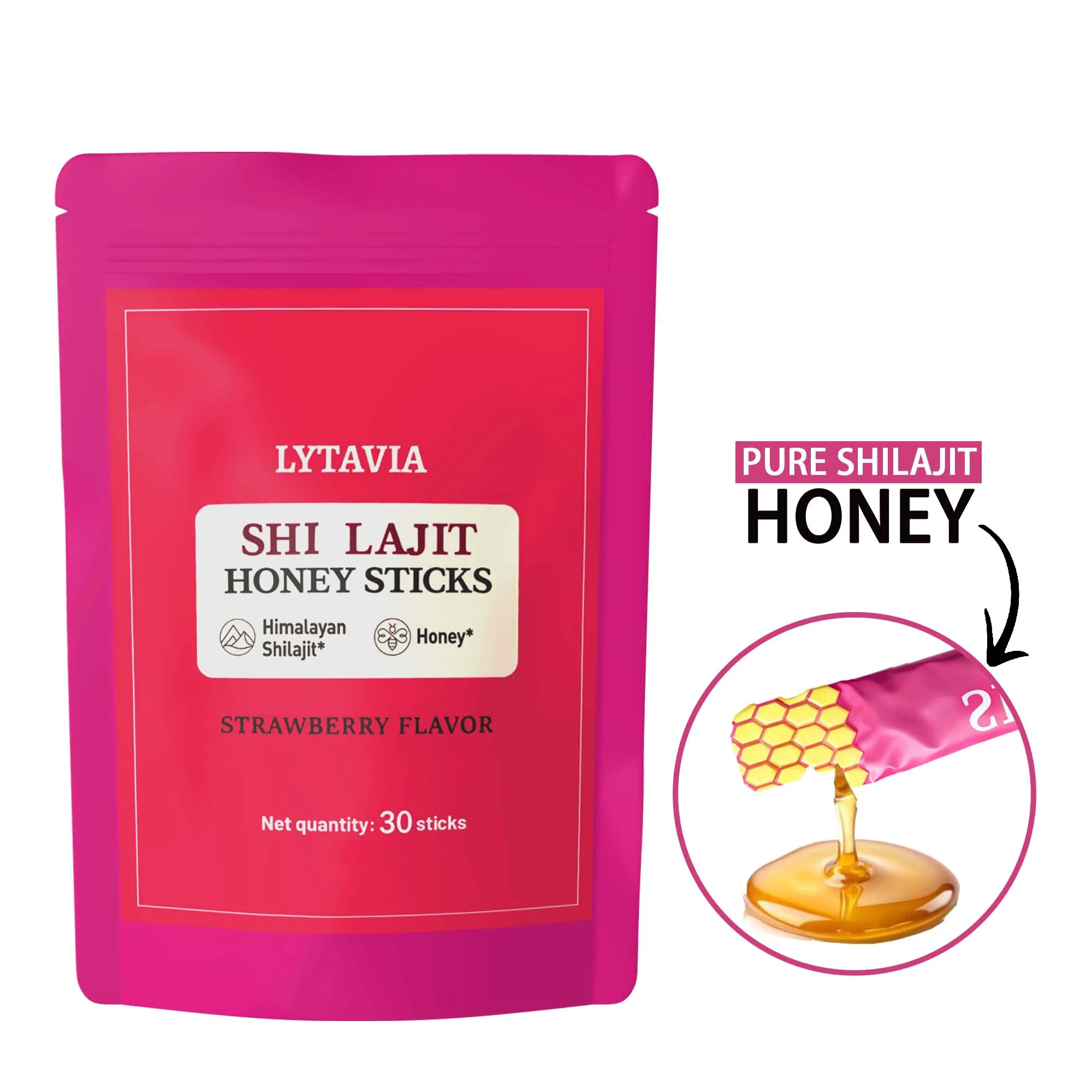 

60 Sticks-Himalaya Natural Strawberry Flavored Honey , Provide Energy Support, Contain Over 85 Trace Minerals