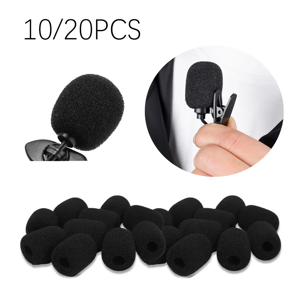 Miwayer 6mm Foam Windscreen Cover, 10/20Pcs Mini Headset Mic for Lavalier Gooseneck Conference Use