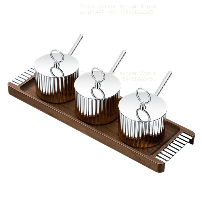 Caja de condimentos de lujo nórdico, caja de almacenamiento de cocina de acero inoxidable, frasco para condimentos, botella para glutamato monosódico, recipiente para sal