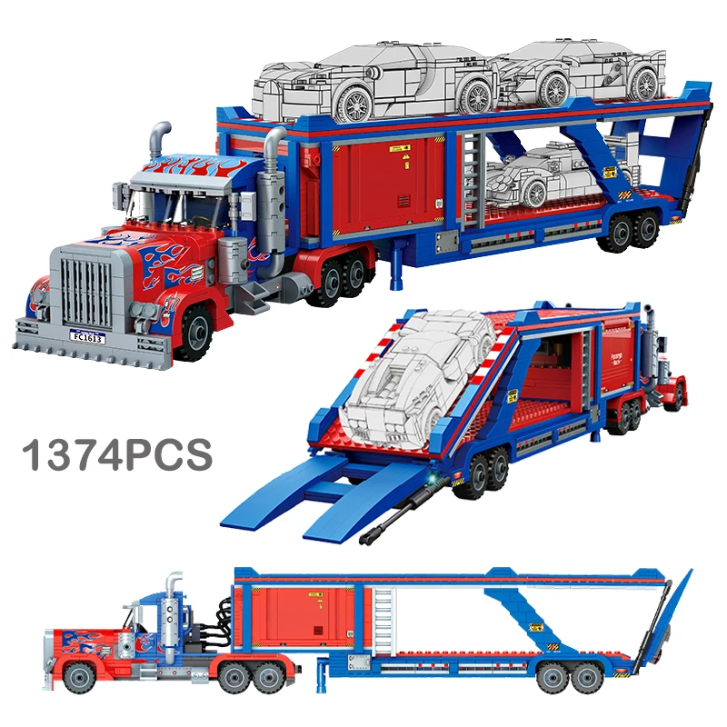 

1374PCS High Tech Sports Car Shipping Container Building Blocks for Trucks, Super Speed Racing Car, Brick Models for Kids, Toys