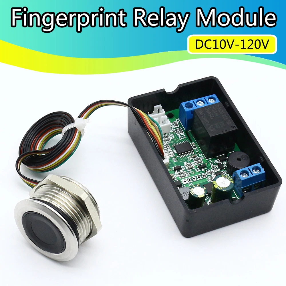 

Fingerprint relay control module DC10V-120V door lock controller access control electric lock control board locomotive start DIY